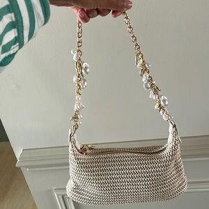 Woven purse. Added pearls and beads to it